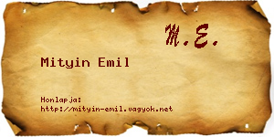 Mityin Emil névjegykártya